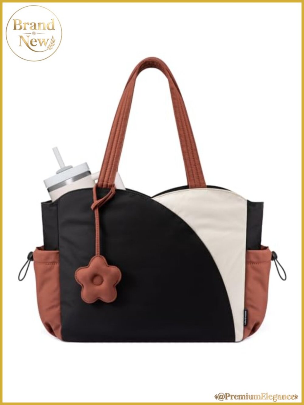 Puffer Tote Bag for Women, Water-Resistant Work Laptop Handbag with 11 Pockets,